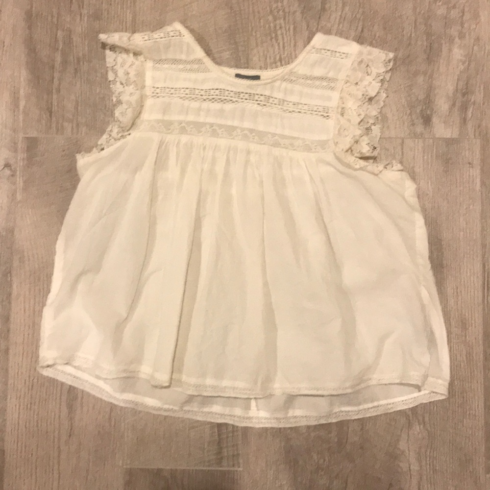 CREAM/ WHITE COLOR AERIE TANK/SHORT SLEEVE